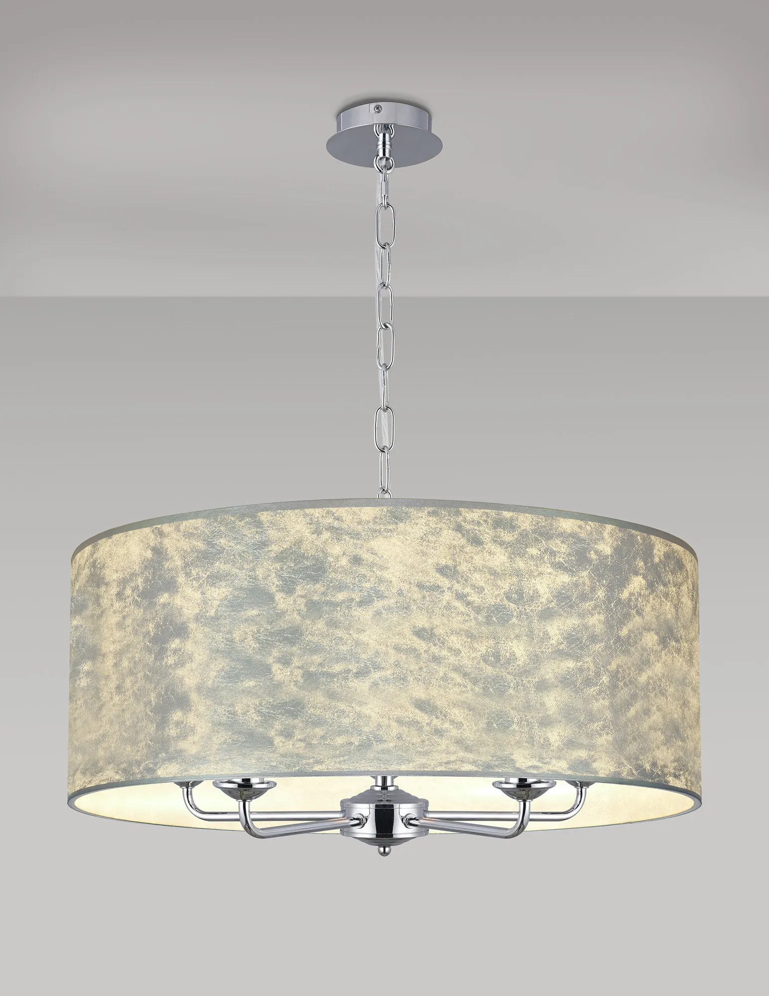 Banyan 60cm 5 Light Pendant Polished Chrome; Silver Leaf DK0659  Deco Banyan CH SL